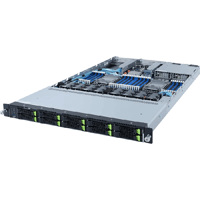 Gigabyte R182-NA0 10xSFF Gen4 NVMe/SAS 2xHS No Raid 2x1G RJ45 2x1200W 2xFH 1xOCP 3.0 Gen4 1x OCP 2.0